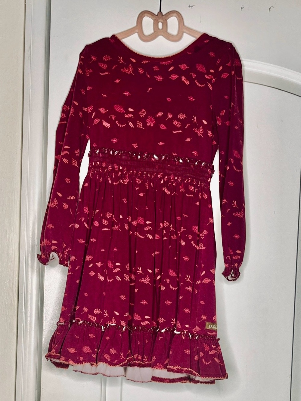 Matilda Jane Red Floral Long-Sleeve Smocked Waist Dress
